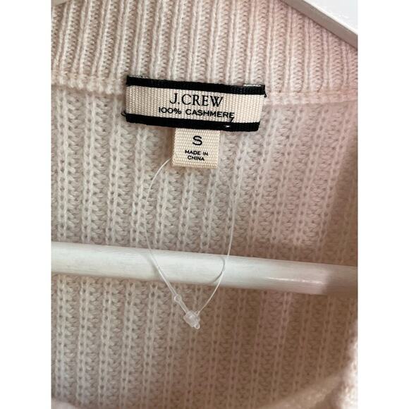 J. Crew 100% Cashmere Balloon Sleeve Crew Neck Knit Pullover Sweater Beige S - Picture 4 of 7